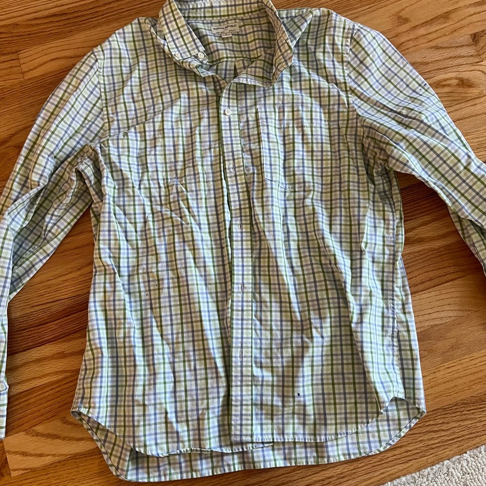 Banana Republic Blue and Green Checkered Shirt